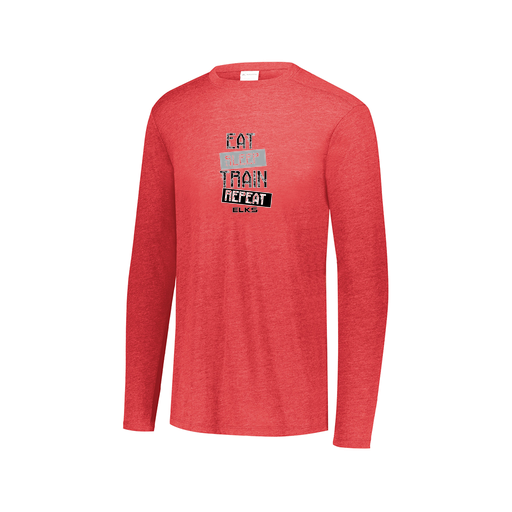 [FTLCUBRD-AXS-LOGO3] Decker Men's Tri-Blend T-Shirt - Long Sleeve (Adult XS, Red, Logo 3)